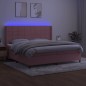 vidaXL Cama box spring colchón y LED terciopelo rosa 200x200 cm vidaXL Cama box spring colchón y LED terciopelo rosa 200x200 cm