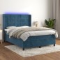 vidaXL Cama box spring colchón y LED terciopelo azul oscuro 140x200 cm vidaXL Cama box spring colchón y LED terciopelo azul oscuro 140x200 cm