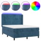 vidaXL Cama box spring colchón y LED terciopelo azul oscuro 140x200 cm vidaXL Cama box spring colchón y LED terciopelo azul oscuro 140x200 cm