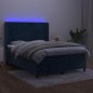 vidaXL Cama box spring colchón y LED terciopelo azul oscuro 140x200 cm vidaXL Cama box spring colchón y LED terciopelo azul oscuro 140x200 cm