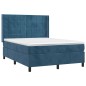 vidaXL Cama box spring colchón y LED terciopelo azul oscuro 140x200 cm vidaXL Cama box spring colchón y LED terciopelo azul oscuro 140x200 cm