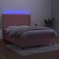 vidaXL Cama box spring colchón y LED terciopelo rosa 140x190 cm