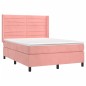 vidaXL Cama box spring colchón y LED terciopelo rosa 140x190 cm