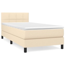 vidaXL Cama box spring con colchón tela color crema 90x200 cm