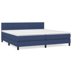 vidaXL Cama box spring con colchón tela azul 200x200 cm