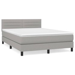 vidaXL Cama box spring con colchón tela gris claro 140x200 cm
