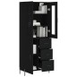 vidaXL Aparador alto madera contrachapada negro 69,5x34x180 cm