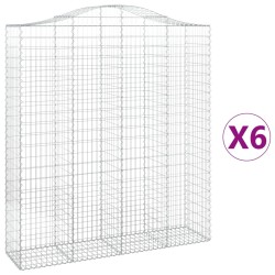 vidaXL Cestas de gaviones 6 uds forma de arco hierro 200x50x220/240 cm