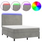 vidaXL Cama box spring colchón y LED terciopelo gris claro 140x200 cm vidaXL Cama box spring colchón y LED terciopelo gris claro 140x200 cm