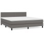 vidaXL Cama box spring con colchón cuero sintético gris 160x200 cm vidaXL Cama box spring con colchón cuero sintético gris 160x200 cm