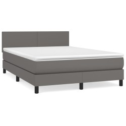 vidaXL Cama box spring con colchón cuero sintético gris 140x190 cm