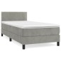 vidaXL Cama box spring con colchón terciopelo gris claro 90x190 cm vidaXL Cama box spring con colchón terciopelo gris claro 90x190 cm