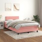 vidaXL Cama box spring con colchón terciopelo rosa 120x200 cm