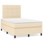 vidaXL Cama box spring con colchón tela color crema 120x200 cm