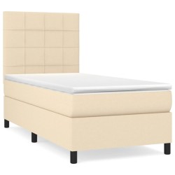 vidaXL Cama box spring con colchón tela color crema 100x200 cm