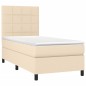 vidaXL Cama box spring con colchón tela color crema 100x200 cm vidaXL Cama box spring con colchón tela color crema 100x200 cm