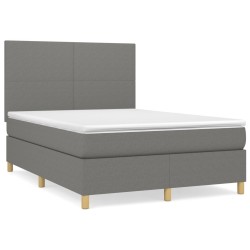 vidaXL Cama box spring con colchón tela gris oscuro 140x190 cm