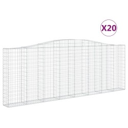vidaXL Cestas de gaviones 20 uds forma de arco hierro 400x30x140/160cm