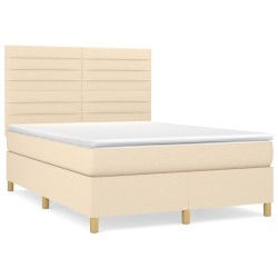 vidaXL Cama box spring con colchón tela color crema 140x190 cm
