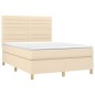 vidaXL Cama box spring con colchón tela color crema 140x190 cm vidaXL Cama box spring con colchón tela color crema 140x190 cm