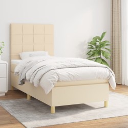vidaXL Cama box spring con colchón tela color crema 90x200 cm