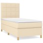 vidaXL Cama box spring con colchón tela color crema 90x200 cm vidaXL Cama box spring con colchón tela color crema 90x200 cm
