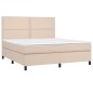 vidaXL Cama box spring con colchón cuero sintético capuchino 180x200cm vidaXL Cama box spring con colchón cuero sintético capuchino 180x200cm