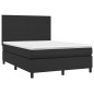 vidaXL Cama box spring con colchón cuero sintético negro 140x200cm vidaXL Cama box spring con colchón cuero sintético negro 140x200cm