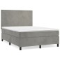 vidaXL Cama box spring con colchón terciopelo gris claro 140x200 cm vidaXL Cama box spring con colchón terciopelo gris claro 140x200 cm