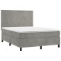 vidaXL Cama box spring con colchón terciopelo gris claro 140x200 cm vidaXL Cama box spring con colchón terciopelo gris claro 140x200 cm