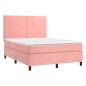 vidaXL Cama box spring con colchón terciopelo rosa 140x190 cm vidaXL Cama box spring con colchón terciopelo rosa 140x190 cm
