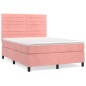 vidaXL Cama box spring con colchón terciopelo rosa 140x190 cm vidaXL Cama box spring con colchón terciopelo rosa 140x190 cm