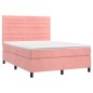 vidaXL Cama box spring con colchón terciopelo rosa 140x190 cm vidaXL Cama box spring con colchón terciopelo rosa 140x190 cm