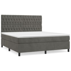 vidaXL Cama box spring con colchón terciopelo gris oscuro 180x200 cm