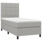 vidaXL Cama box spring con colchón tela gris claro 100x200 cm vidaXL Cama box spring con colchón tela gris claro 100x200 cm