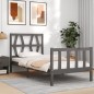 vidaXL Estructura de cama con cabecero madera maciza gris 90x200 cm vidaXL Estructura de cama con cabecero madera maciza gris 90x200 cm