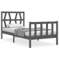 vidaXL Estructura de cama con cabecero madera maciza gris 90x200 cm vidaXL Estructura de cama con cabecero madera maciza gris 90x200 cm