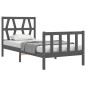 vidaXL Estructura de cama con cabecero madera maciza gris 90x200 cm vidaXL Estructura de cama con cabecero madera maciza gris 90x200 cm