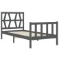 vidaXL Estructura de cama con cabecero madera maciza gris 90x200 cm vidaXL Estructura de cama con cabecero madera maciza gris 90x200 cm