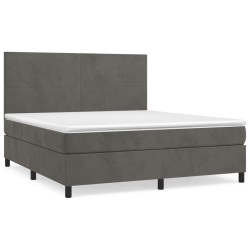 vidaXL Cama box spring con colchón terciopelo gris oscuro 180x200 cm