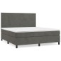 vidaXL Cama box spring con colchón terciopelo gris oscuro 180x200 cm vidaXL Cama box spring con colchón terciopelo gris oscuro 180x200 cm
