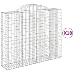 vidaXL Cestas gaviones 18 uds forma de arco hierro 200x50x160/180 cm