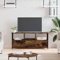 vidaXL Mueble TV hierro madera contrachapada roble ahumado 102x33x45cm