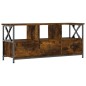 vidaXL Mueble TV hierro madera contrachapada roble ahumado 102x33x45cm
