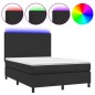 vidaXL Cama box spring colchón y LED cuero sintético negro 140x200 cm vidaXL Cama box spring colchón y LED cuero sintético negro 140x200 cm