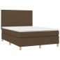 vidaXL Cama box spring colchón luces LED tela marrón oscuro 140x190 cm vidaXL Cama box spring colchón luces LED tela marrón oscuro 140x190 cm