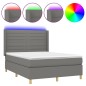 vidaXL Cama box spring colchón y luces LED tela gris oscuro 140x200 cm vidaXL Cama box spring colchón y luces LED tela gris oscuro 140x200 cm