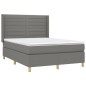 vidaXL Cama box spring colchón y luces LED tela gris oscuro 140x200 cm vidaXL Cama box spring colchón y luces LED tela gris oscuro 140x200 cm