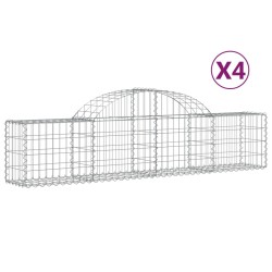 vidaXL Cestas de gaviones 4 uds forma de arco hierro 200x30x40/60 cm