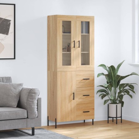 vidaXL Aparador alto madera contrachapada color roble 69,5x34x180 cm